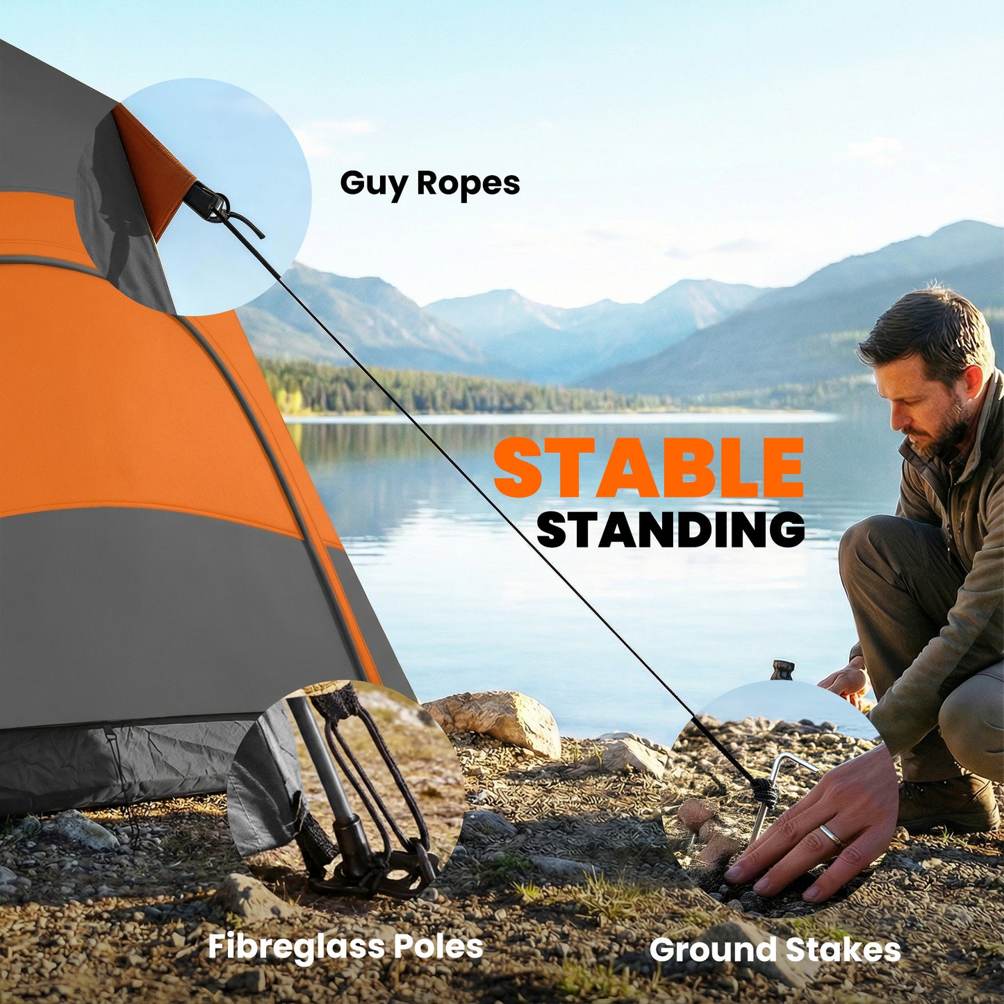 Double Layer Pop Up Tent with Rainfly, Portable Camping Shelter