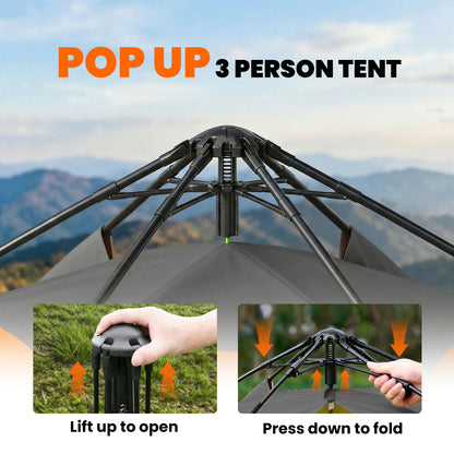 Double Layer Pop Up Tent with Rainfly, Portable Camping Shelter