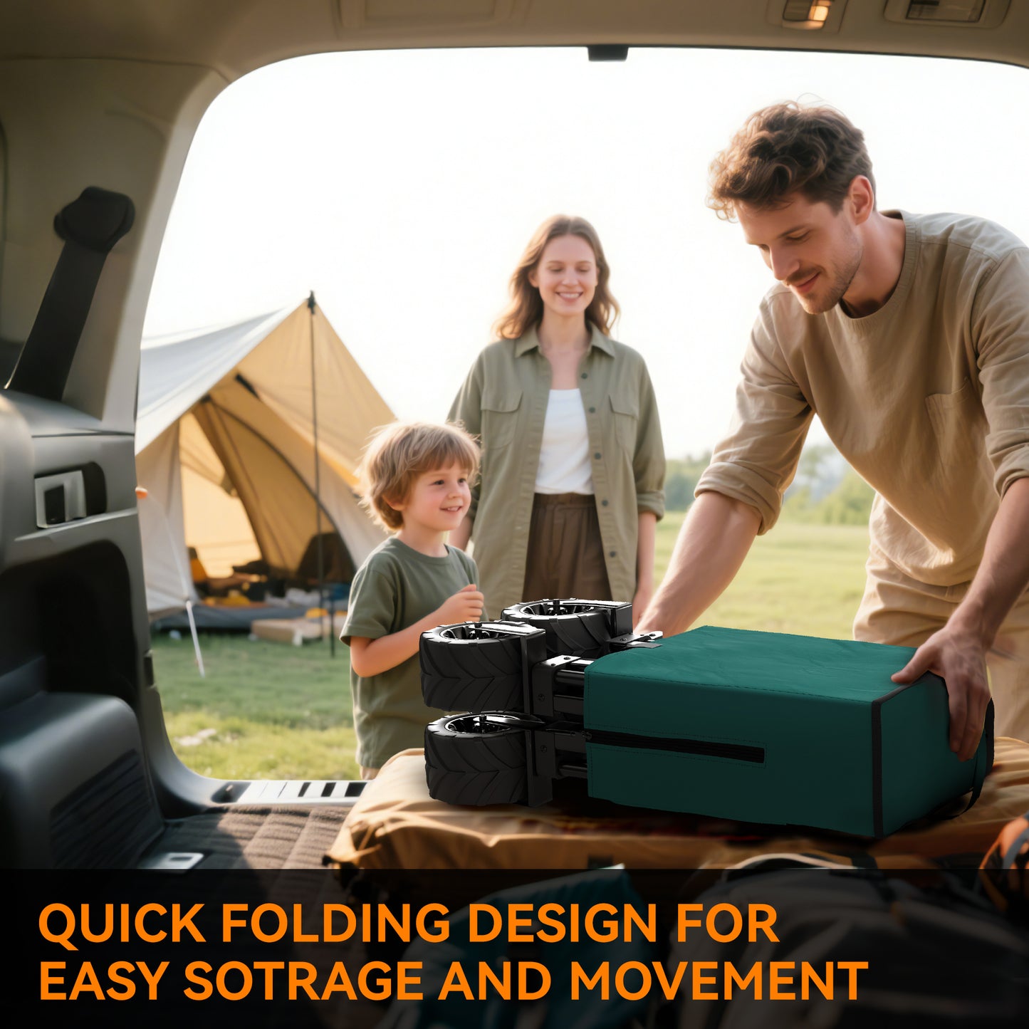 Outdoor Cart Folding Cargo Wagon Trailer Beach w/ Handle Green