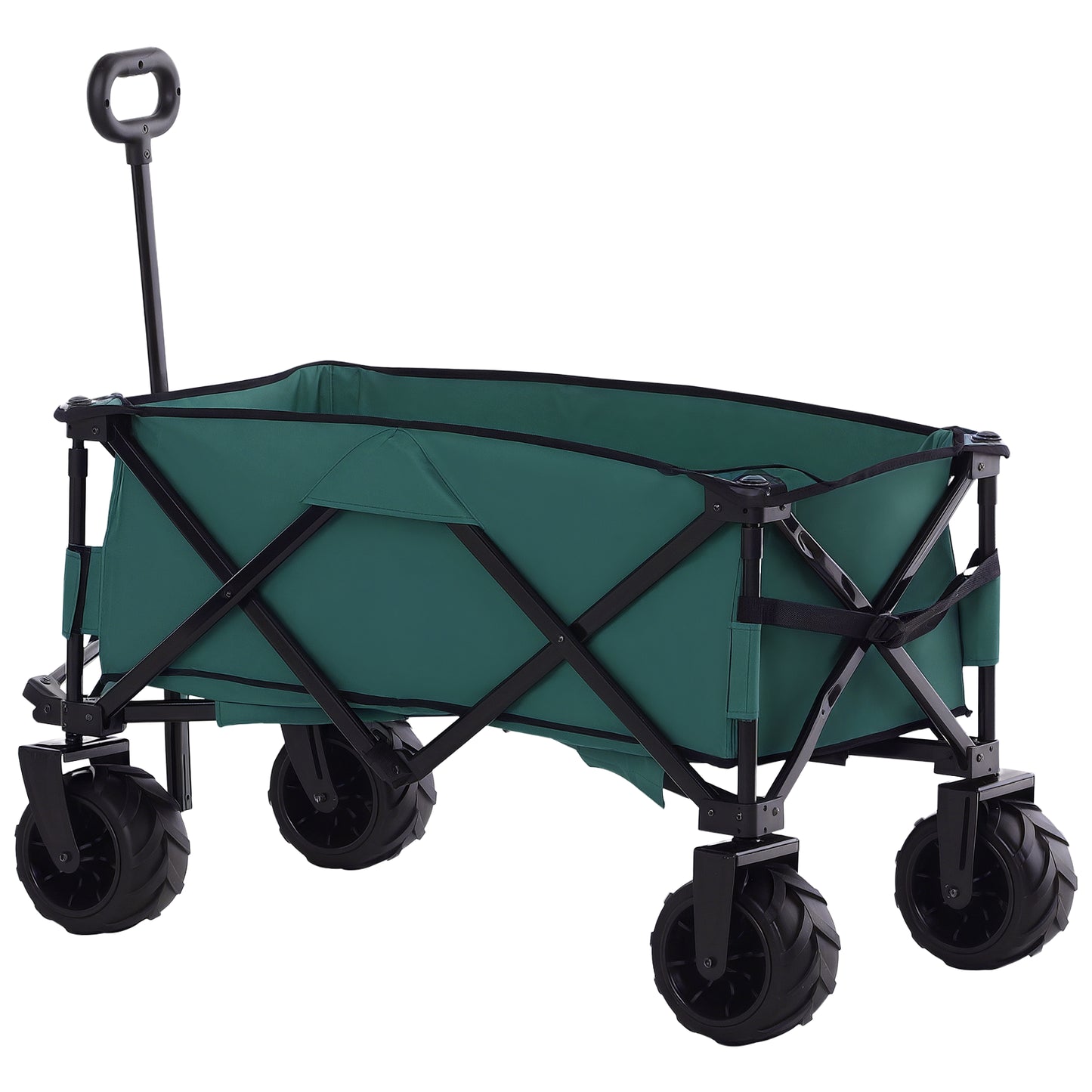 Outdoor Cart Folding Cargo Wagon Trailer Beach w/ Handle Green