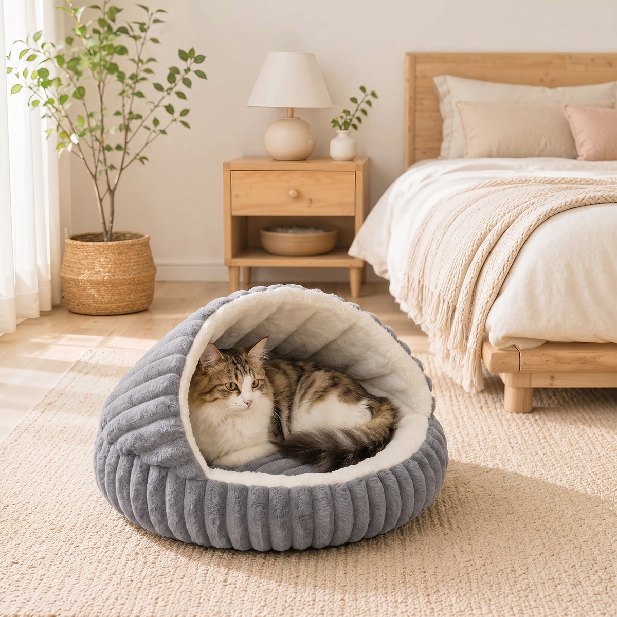 Cat Bed for Indoor Kittens, Cat Cave House with Non-Slip Bottom