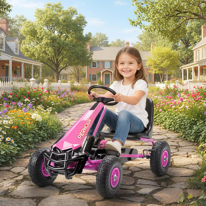 Kids Pedal Go Kart with Adjustable Seat, EVA Tyres, Pink