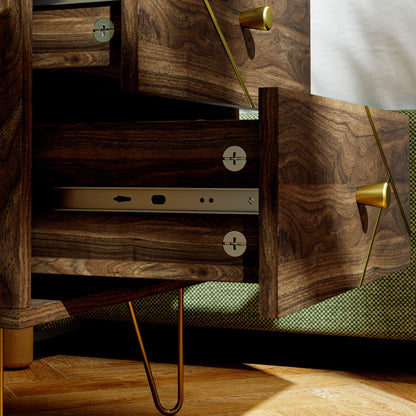 Bedside Tables Set of 2, Modern Side Table Set with 2 Drawers, Brown