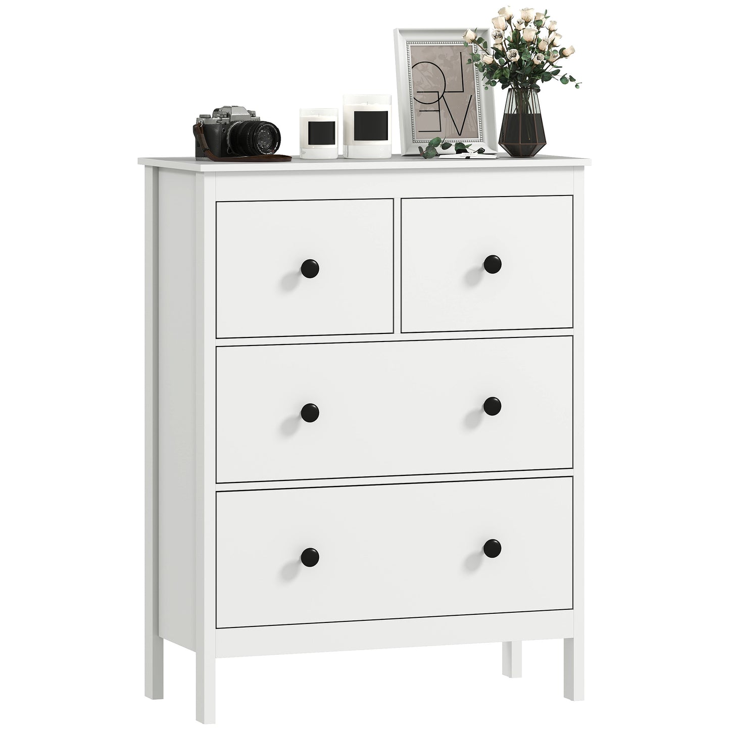 Modern Chest of Drawers, 4 Drawer Dresser for Bedroom, White