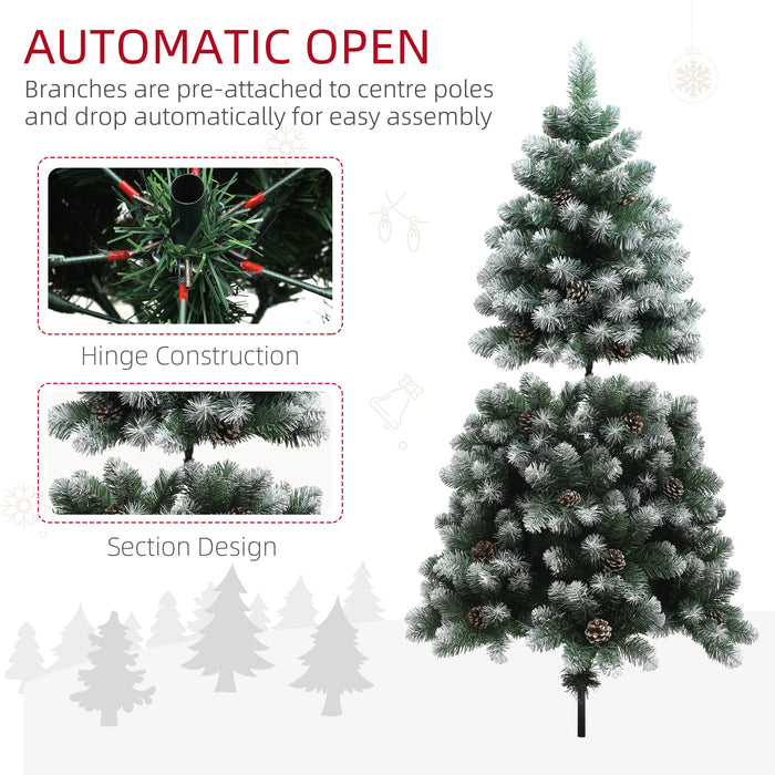 5ft Artificial Pine Christmas Tree with Pinecones, Steel Base