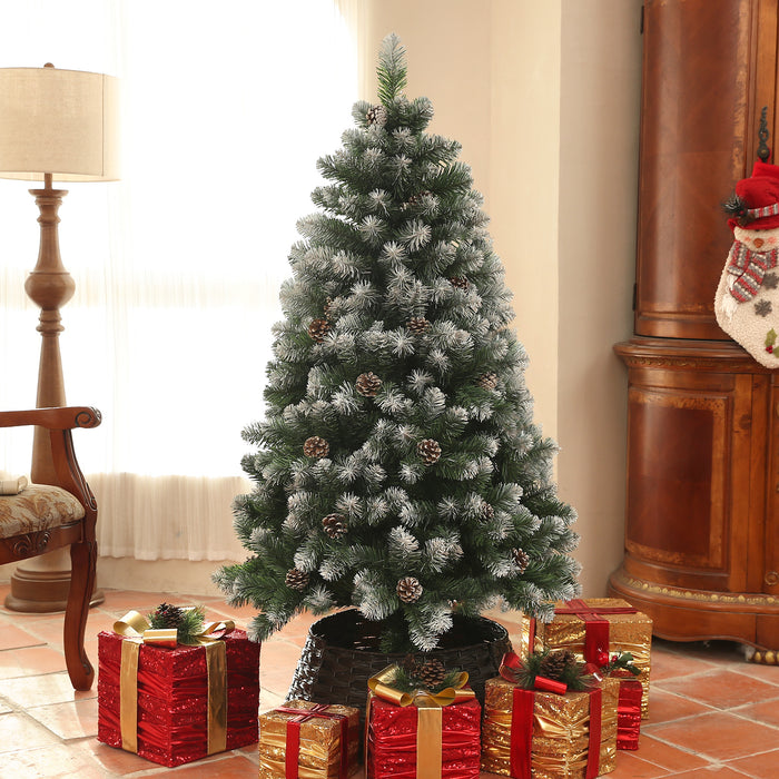 5ft Artificial Pine Christmas Tree with Pinecones, Steel Base