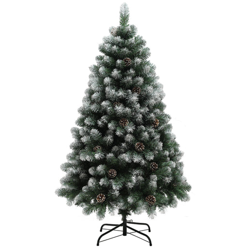 5ft Artificial Pine Christmas Tree with Pinecones, Steel Base