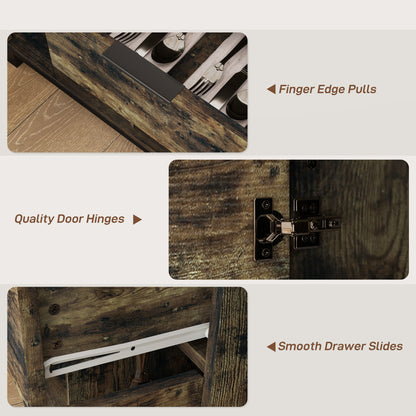 Sideboard, Industrial Storage Cabinet for Living Room, Rustic Brown