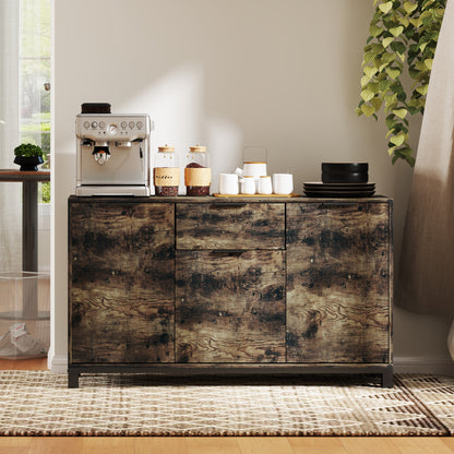 Sideboard, Industrial Storage Cabinet for Living Room, Rustic Brown