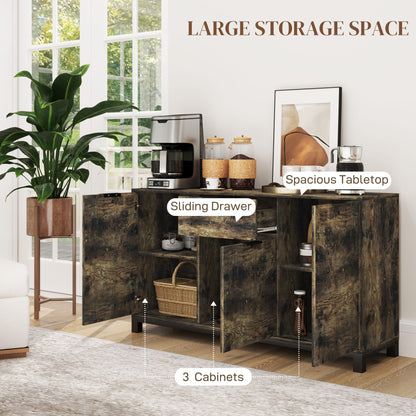 Sideboard, Industrial Storage Cabinet for Living Room, Rustic Brown