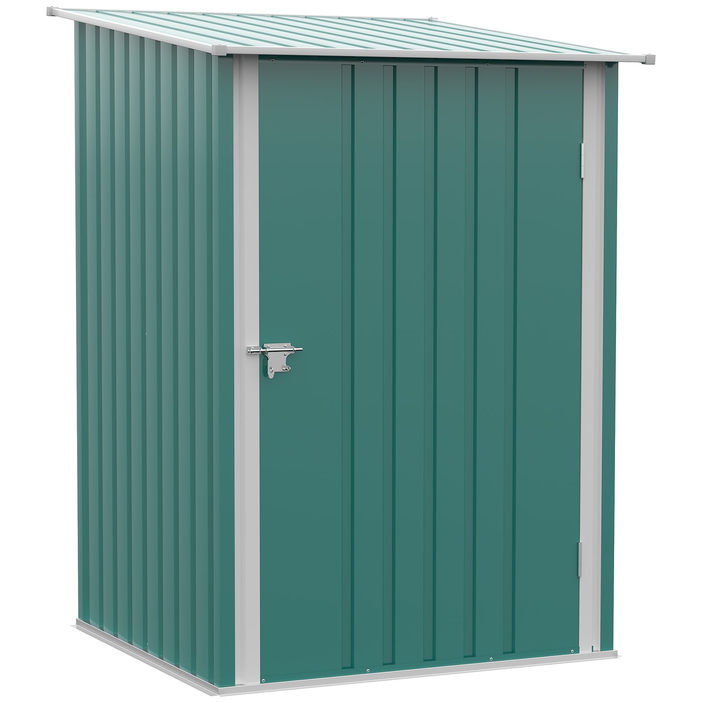3.3ft x 3.4ft Lean to Garden Shed, Metal Outdoor Storage Shed with Single Lockable Door, Tool Storage Shed for Garden, Patio, Lawn, Green