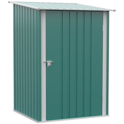 3.3ft x 3.4ft Lean to Garden Shed, Metal Outdoor Storage Shed with Single Lockable Door, Tool Storage Shed for Garden, Patio, Lawn, Green