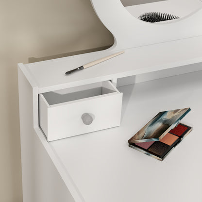 Kids Dressing Table with Mirror and Stool, Kids Vanity Table Make up Set with Storage Drawers Gift for Aged 3–8 Years Old - White