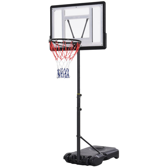 1.55-2.1m Basketball Hoop and Stand w/ Fillable Base, Wheels - Black