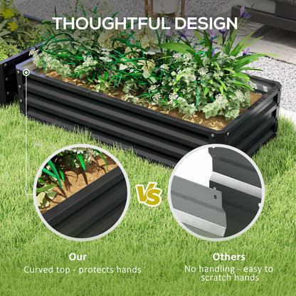Set of 2 Raised Garden Bed Elevated Planter Box for Flowers Grey