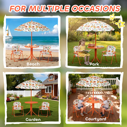 Children Table and Chair Set, Kids Patio Set with Umbrella