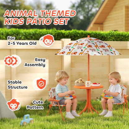 Children Table and Chair Set, Kids Patio Set with Umbrella