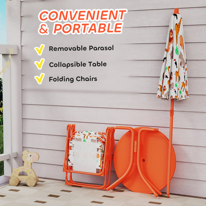 Children Table and Chair Set, Kids Patio Set with Umbrella