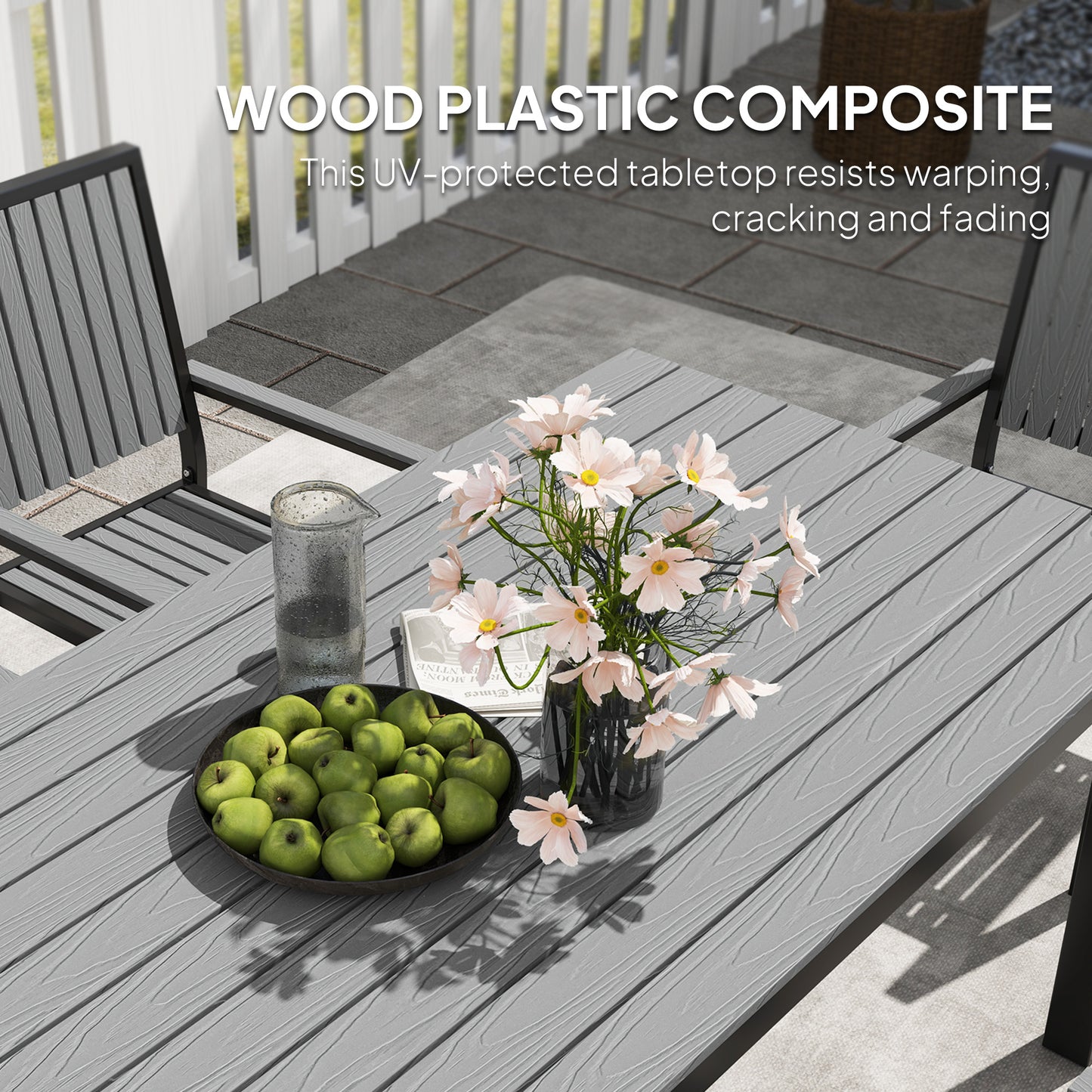 6 Seater Aluminium Garden Dining Set with Stackable Chairs, Grey