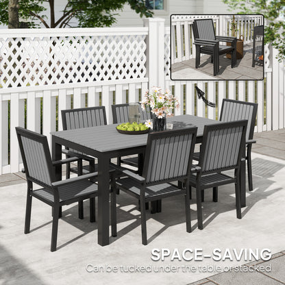 6 Seater Aluminium Garden Dining Set with Stackable Chairs, Grey