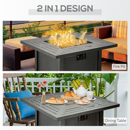 Outdoor Propane Gas Fire Pit Table w/ Rain Cover, 40000 BTU, Black