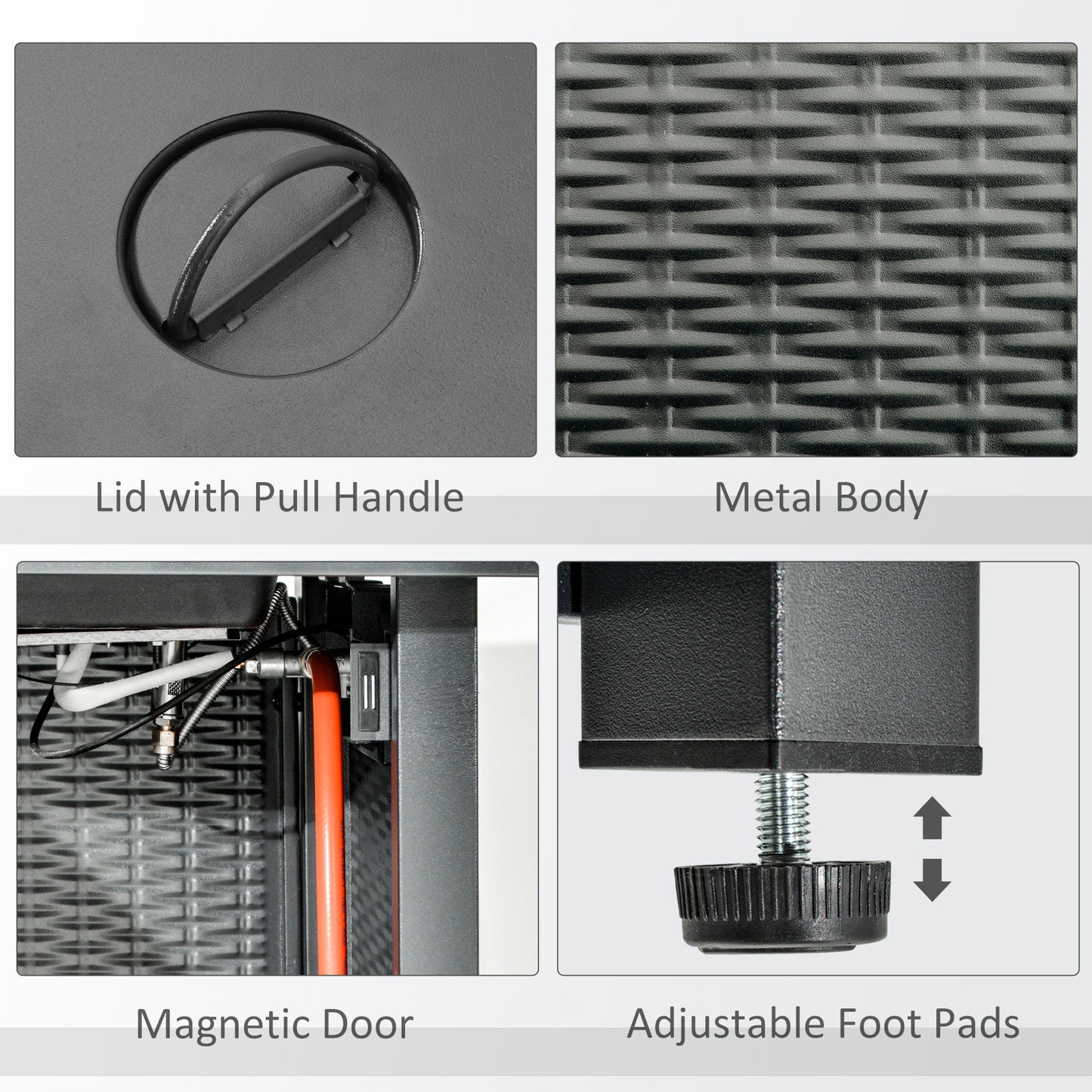 Outdoor Propane Gas Fire Pit Table w/ Rain Cover, 40000 BTU, Black