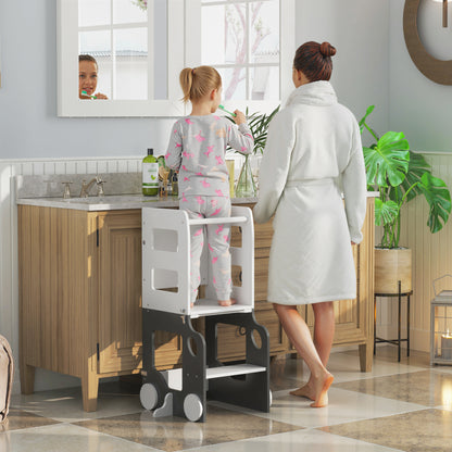 Toddler Step Stool, 4 in 1 Foldable Toddler Step, Grey