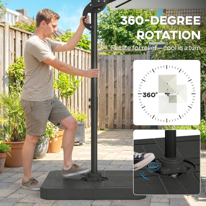 2.4 x 2.4 m Cantilever Parasol w/ Umbrella Weights, Cream White