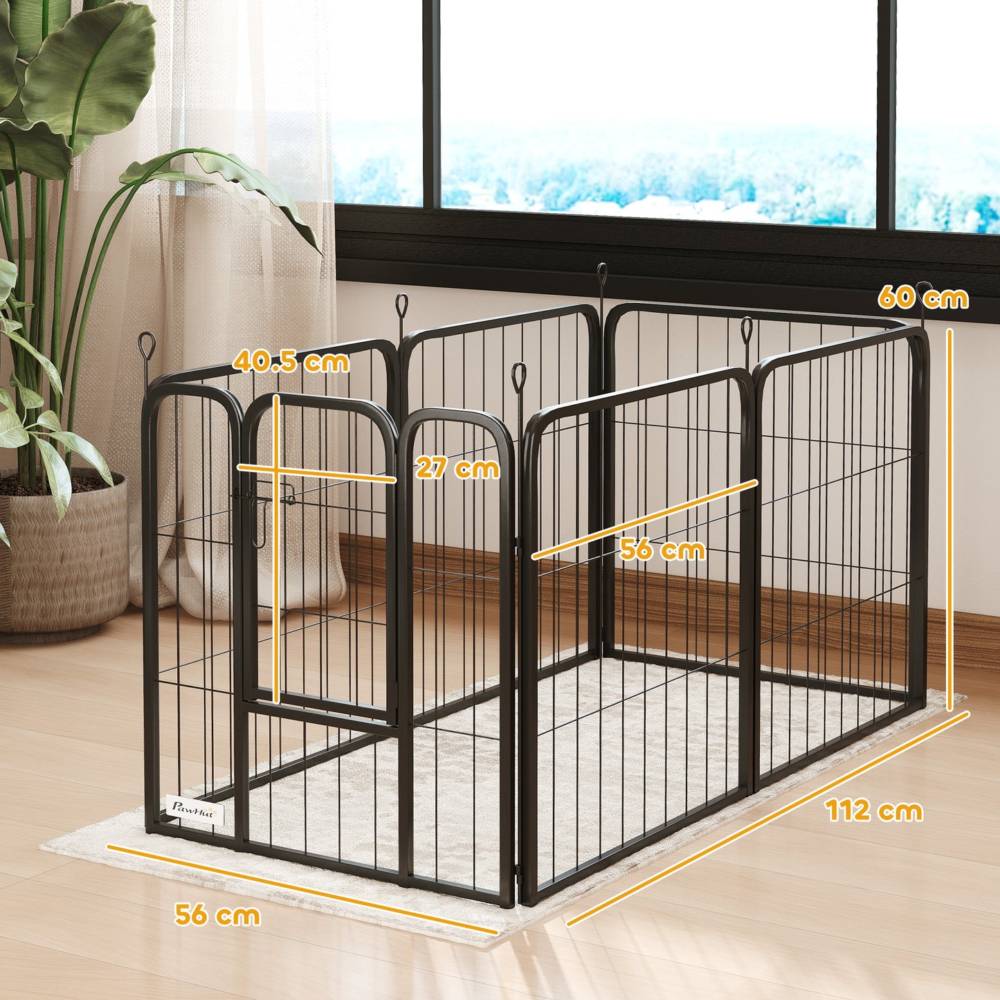 Dog Pen, 12 Panels Puppy Pen for Large Dogs, 100cm High, Black