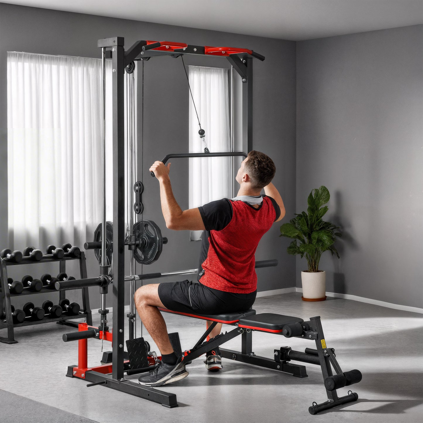 Cable Crossover Machine, Multifunction Power Cage with Pull Up Bar