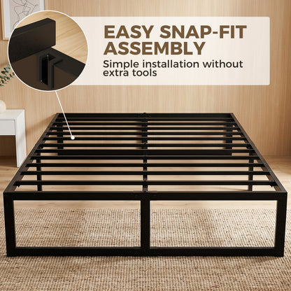 4ft6 Double Bed Frame with Underbed Storage, Noise-Free, Black