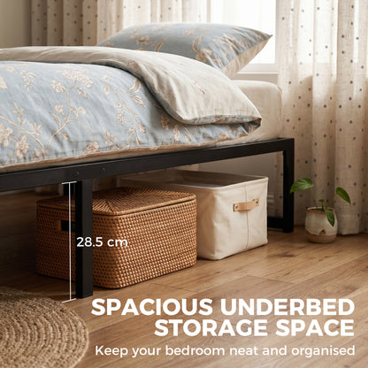 4ft6 Double Bed Frame with Underbed Storage, Noise-Free, Black