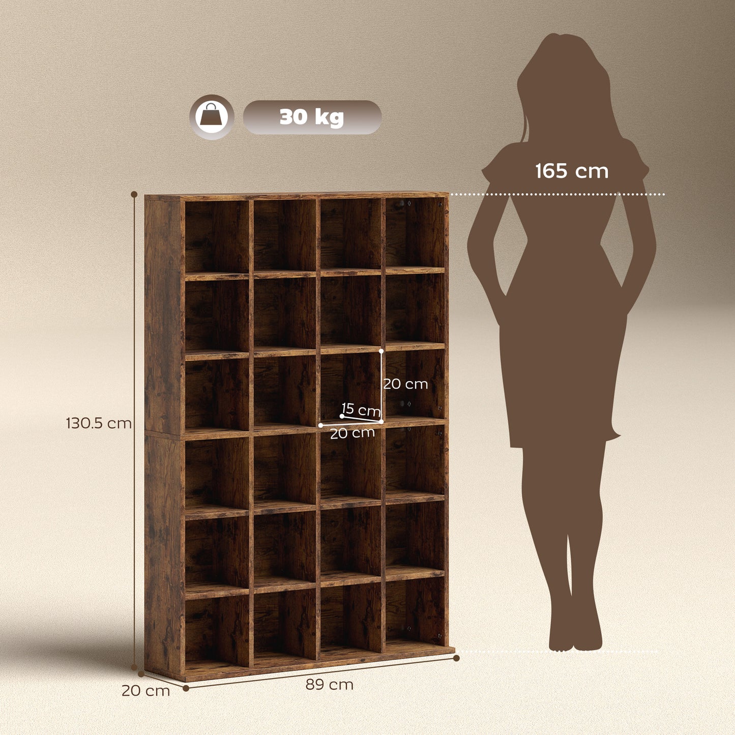 DVD CD Media Storage Rack, Video Display Unit, Rustic Brown