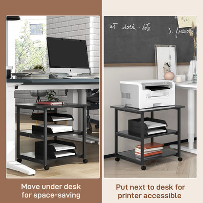 Mobile Printer Stand with Storage Printer Table for Home Office Black