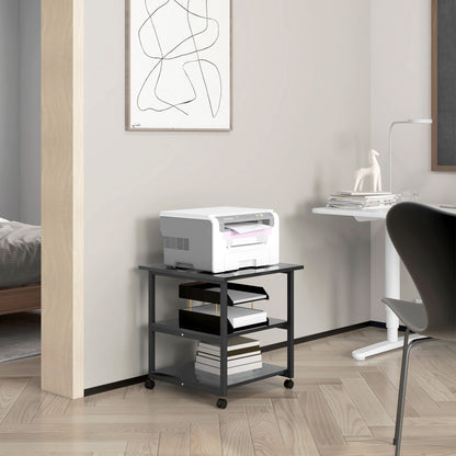 Mobile Printer Stand with Storage Printer Table for Home Office Black