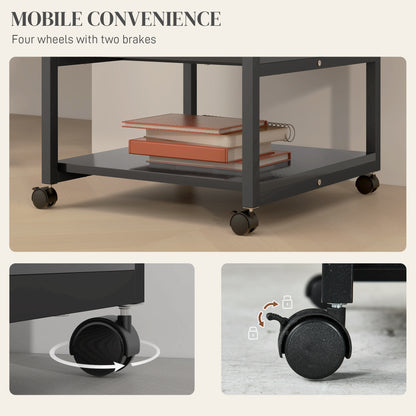 Mobile Printer Stand with Storage Printer Table for Home Office Black