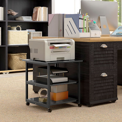 Mobile Printer Stand with Storage Printer Table for Home Office Black