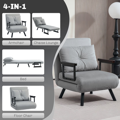 Click Clack Single Chair Bed Settee for Living Room, Light Grey