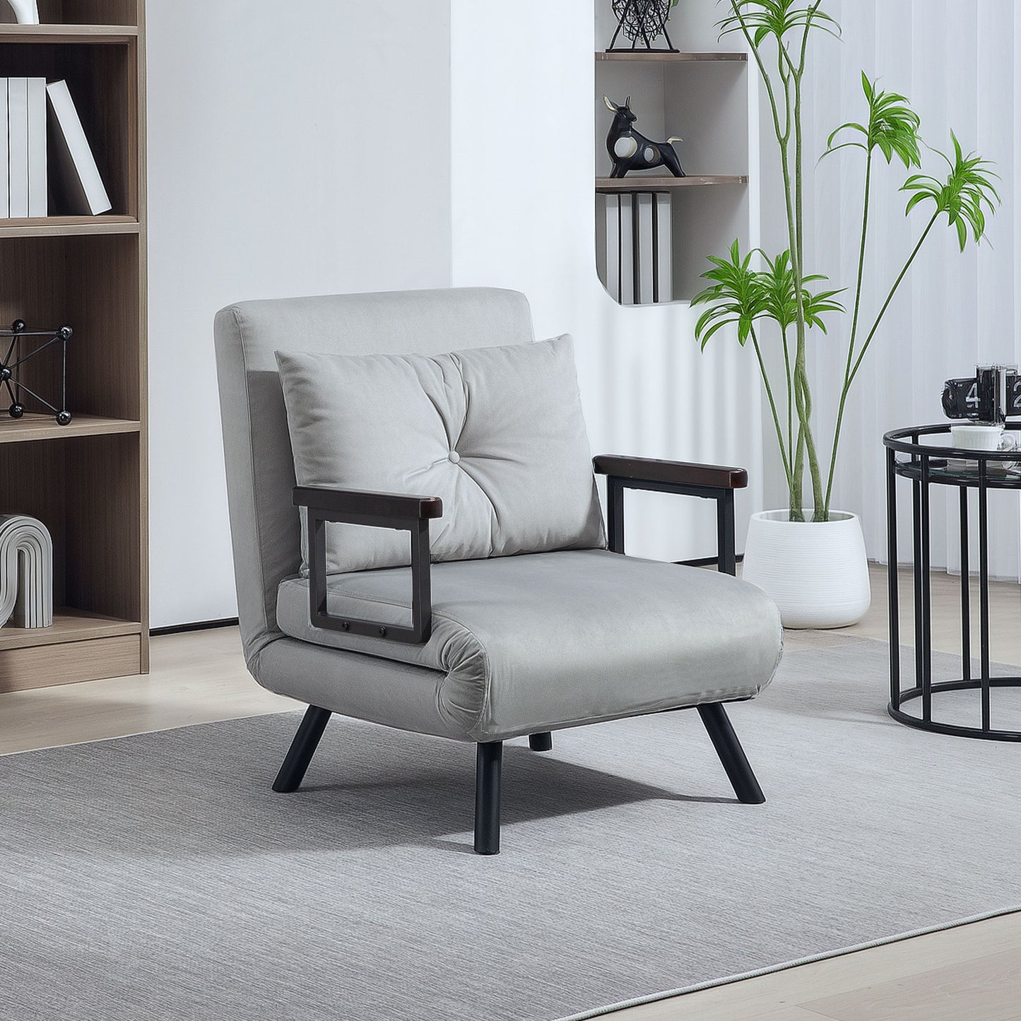 Click Clack Single Chair Bed Settee for Living Room, Light Grey