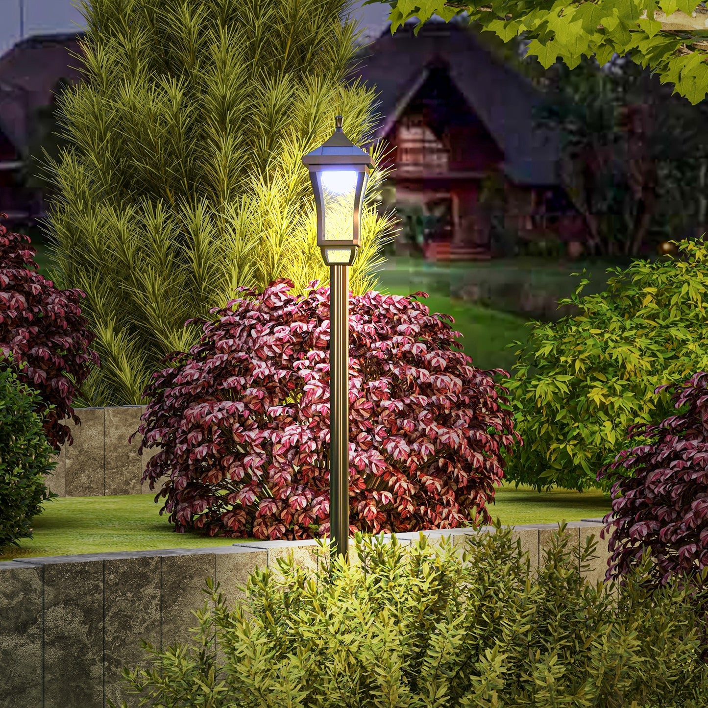 1.3 m Garden Lamp Post Light, LED Outdoor Solar Post Lights, Waterproof IP44 for Patio, Garden, Pathway, Cool White