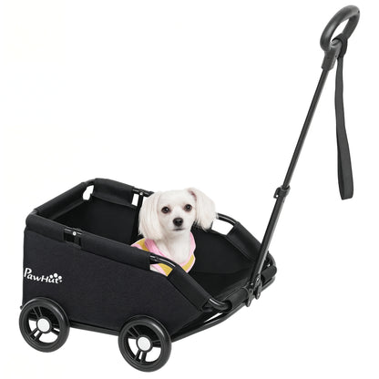 Foldable Dog Stroller with Safety Straps, Storage Bag, Black