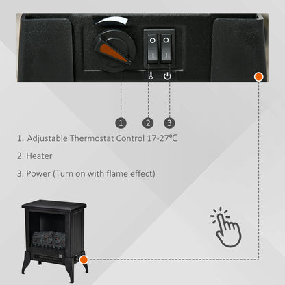 Electric Fireplace Stove, Freestanding Fireplace Heater W/ Flame Effect