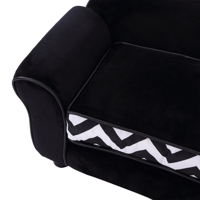 Dog Sofa Bed for XS-Sized Dogs, Pet Sofa Cat Sofa with Soft Cushion, Washable Cover, Removable Legs, Wooden Frame - Black