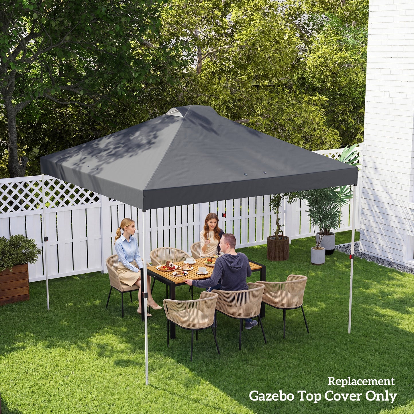 Gazebo Roof Replacement UV50+ Waterproof 3x3(m) Dark Grey