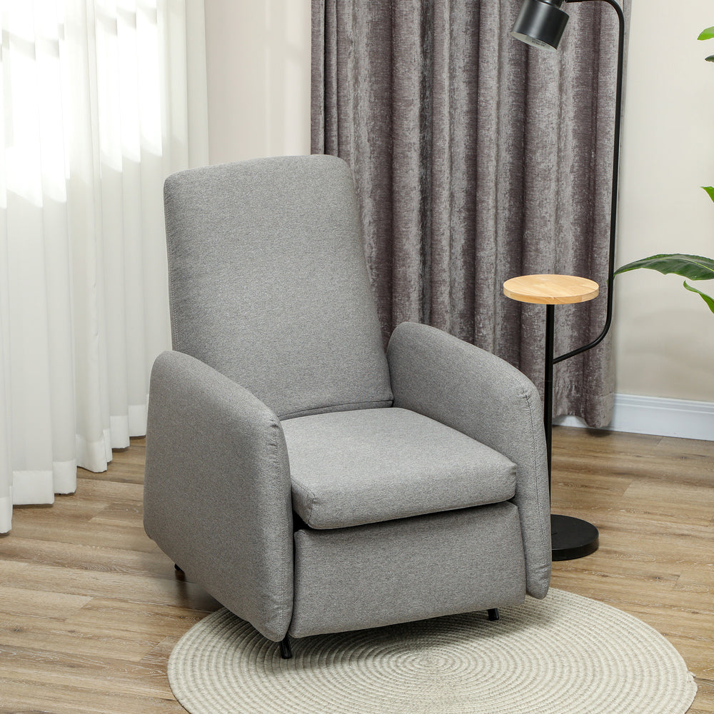 Push Back Recliner Chair Fabric Reclining Armchair for Bedroom Grey