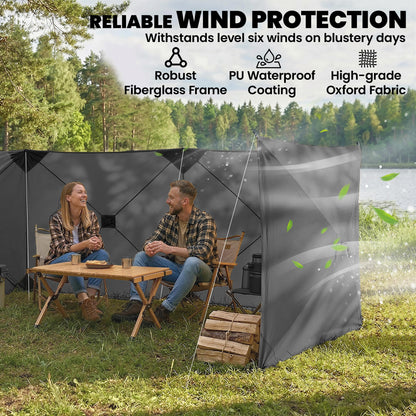 Camping Windbreak, Pop Up Hub Frame Windbreaker Blocker, Dark Grey