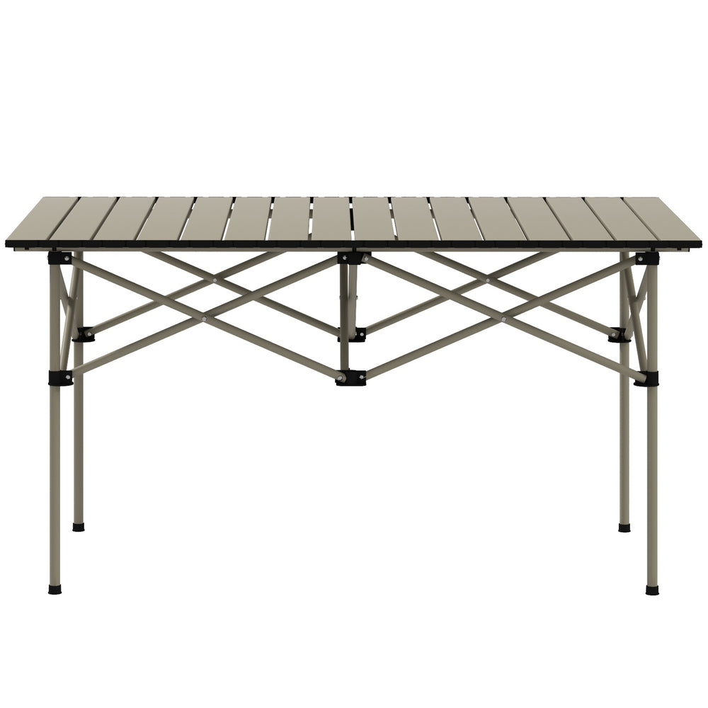 Portable Camping Table, Lightweight Folding Aluminium Picnic Table with Roll Up Top, Carry Bag for Outdoor Picnic, Hiking, Cooking