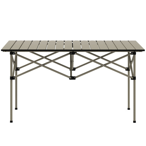 Portable Camping Table, Lightweight Folding Aluminium Picnic Table with Roll Up Top, Carry Bag for Outdoor Picnic, Hiking, Cooking