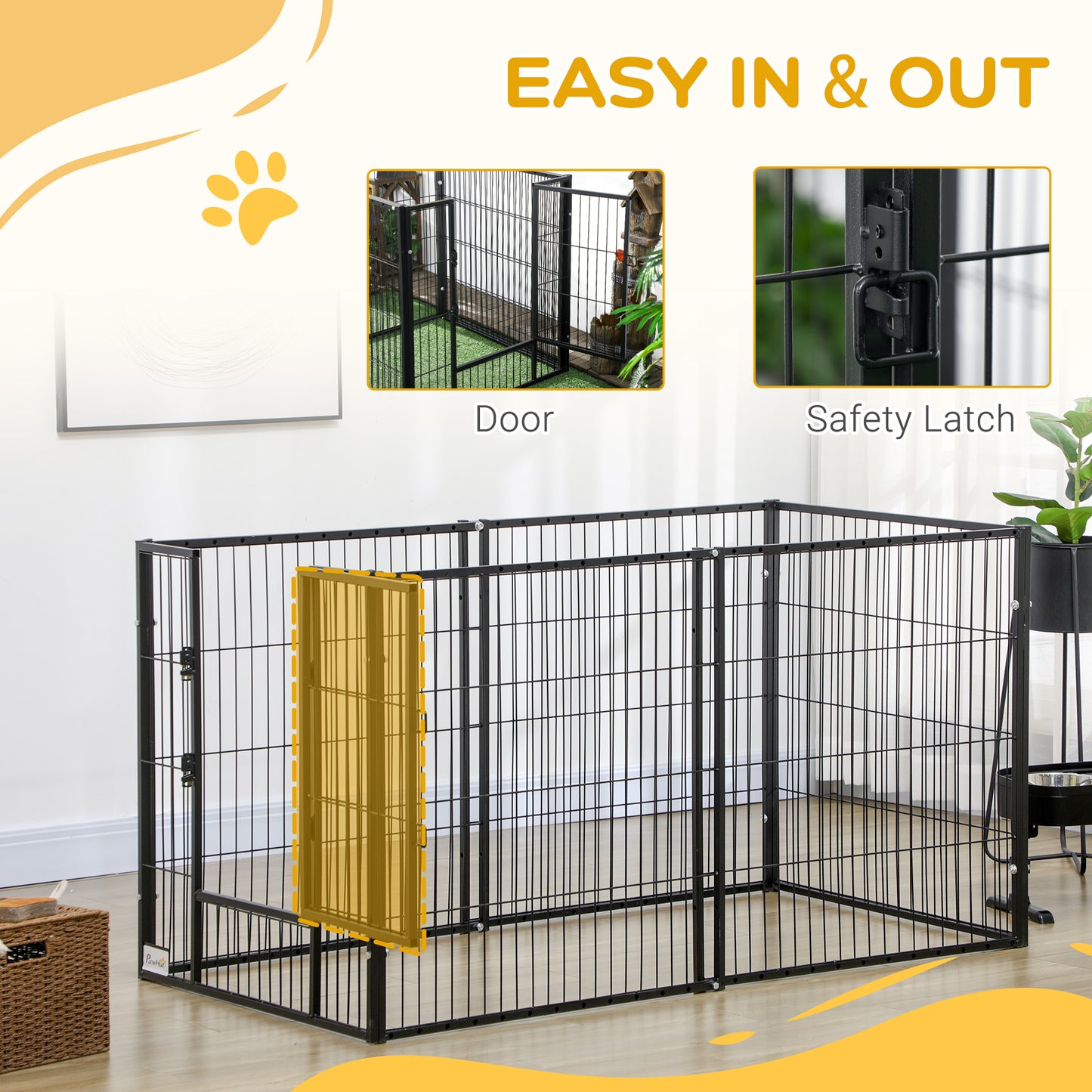 82.5-150 cm x 81 cm Heavy Duty Pet Playpen, 6 Panel Exercise Pen for Dogs, Adjustable Length, Small and Medium Sized Dogs