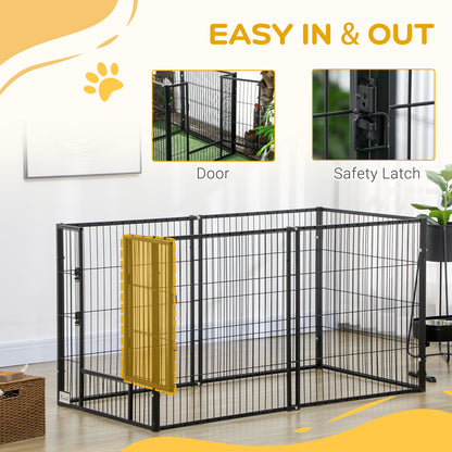82.5-150 cm x 81 cm Heavy Duty Pet Playpen, 6 Panel Exercise Pen for Dogs, Adjustable Length, Small and Medium Sized Dogs